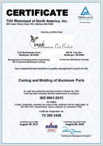 Eagle Aluminum Cast Products - ISO 9001:2015 Certificate